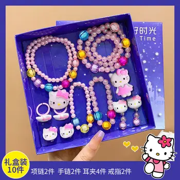 Hello Kitty Cinnamoroll detí náhrdelník set roztomilé dievčatá kawaii náušnice, náramok princezná šperky darček k narodeninám deti hračky