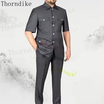 Thorndike, Šité Na Mieru, Muži Farby 2 Ks Klasické Tmavo Sivá Svadobný Oblek Pre Mužov 2023 Slim Fit Ženícha Tuxedos Kostým Mariage Homme