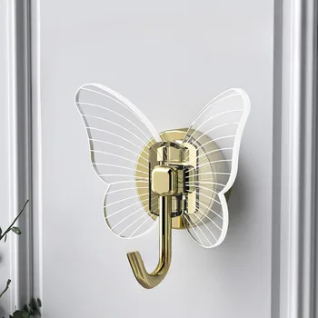 Punch-zadarmo butterfly háčik trojrozmerné štruktúry samolepky na stenu domáce dekorácie verandu oblečenie hák prívesok na rýchle zavesenie