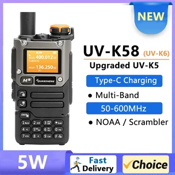UV K58 Walkie Talkie 5W Quansheng UV-K6 obojsmerné Rádiové 50-600MHz Full Band Prijímanie Typ C plniaceho Vzduchu Kapela DTMF Scramber UV-K5