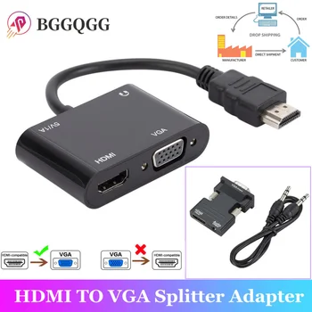 Kompatibilný s HDMI Na VGA HD Adaptér HD VGA HD Splitter Podpora Duálneho Zobrazenia súčasne so zvukom pre Pc, Notebook, Ultrabook