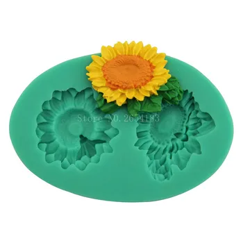 Kvet slnečnice daisy chryzantéma Silikónové Fondant Mydlo 3D Tortu Formy Cupcake Cukrovinky Čokoládové Dekorácie Pečenie Nástroj FQ2246