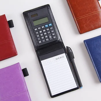 Pomocou Kalkulačky PU Kožené Malé Vrecko na Notebook Plánovač Denné Poznámky Mini NoteBook Perá, Náplne Podniku Úrad Práce poznámkový blok