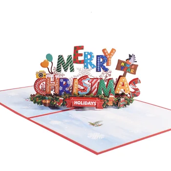 3D Pop-Up Vianočné Karty Obálky Veselé Vianoce
