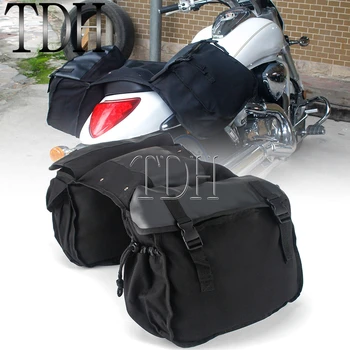 35-40 L Plátno Motocykel Saddlebags Vonkajšie Koni Chvost Tool Bag Moto Cestovanie Rider Batožiny Kufor, Motorka Zadné Sedadlo Taška Čierna
