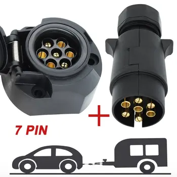 7 Pin Európskej Prívesu Zásuvka+Plug Ťažné Bar Konektor, Adaptér pre Auto RV Truck Lode Karavany Prenos Signálu Adaptér 12V