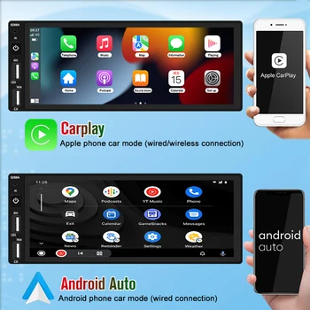 Carplay Android Auto 6.86-Palcový Mp3 a Mp5 Univerzálny Auto Multimediálny Prehrávač S Bluetooth Zadnej strane Fotoaparátu 1 DIN FM Prijímač