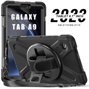 Puzdro Pre Samsung Galaxy Tab A9 8.7 Palcový 2023 Tablet Ťažkých Shockproof Ochrany Remienok Na Ruku Dieťa Dospelých 360° Pozorovací Uhol