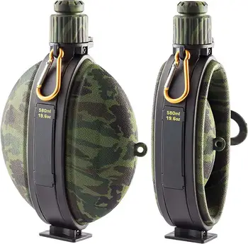 580ML Skladacie Vojenské Fľaša na Vodu FDA Food Grade Silicone Vody Kanvica Jedálne s Kompasom Fľaša Spp pre pešiu Turistiku, Camping