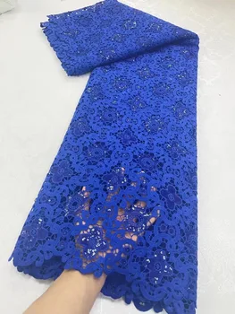 2023 Kráľovská Modrá Mlieko Hodváb Čipky Textílie Tylu Afriky Čipky Tkaniny Vysokej Kvality Francúzskej Čipky Textílie Svetlé Diamond Nigéria Textílie