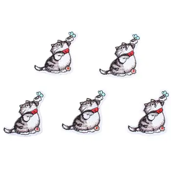 10pcs/veľa Karikatúra Roztomilý Mačka Patch Vyšívané Žehlička Na Oblečenie Nálepky DIY Džínsy Coats Odznak Ručné Appliques Šiť Na Škvrny