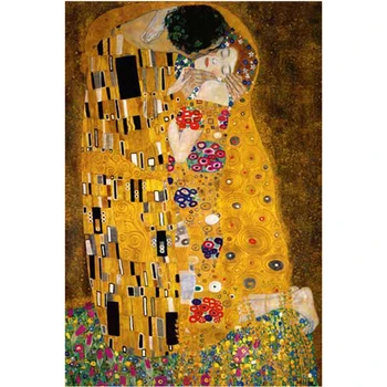 Plné Námestia/Round-Diamond 5D DIY Diamond Maľovanie Gustav Klimt Kiss Výšivky Cross Stitch Drahokamu Mozaiková Výzdoba