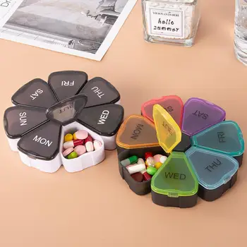 Odolné Pilulku Držiteľ Kvet Tvarované 2 Farby Pilulku Prípade, 7 Mriežky Týždenný Pilulku Box