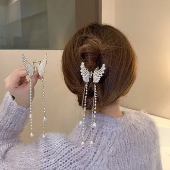 Ženy, Luxusné Drahokamu Pearl Motýľ Strapec Vlasy Pazúry Sponky Do Vlasov Barrettes Vlásenky Čelenka Na Vlasy Príslušenstvo Vlasy Luky Dievča