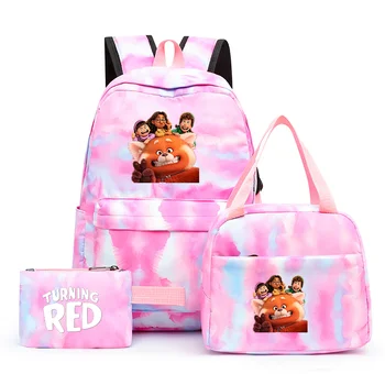 3ks Disney Sústruženie Červené Farebné Batoh s Obed Taška Batoh Bežné Školské Tašky pre Študentov Teenagerov Sady