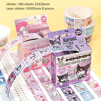 168pcs/box Sanrio Laser Nálepky Kuromi Melódie Tesnenie Nálepky Detí Príručka Cartoon Dekoračné Nálepky, Štítok