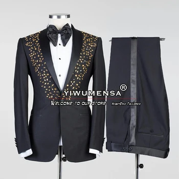 Luxusné Ženícha Svadobný Oblek Formálnej Strany Mužov Smoking Tailore-Vyrobené Singel Svojim Kabát Nohavice Dizajn Posledné 2 Kusy Mužské Oblečenie