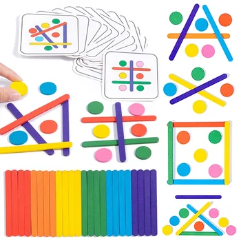 Deti Dúhy Stick Puzzle Montessori Hračky, Farba Zmyslové Logické Myslenie Zodpovedajúce Hry Detí Raného Vzdelávania Drevené Hračky