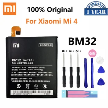 100% Pôvodný Xiao mi BM32 3000mAh Batérie Pre Xiao Mi 4 Xiaomi4 Mi4 M4 Vysokej Kvality Telefón Náhradné Batérie