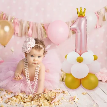 9Pcs Strede ružové Zlato, Ružové a Modré Princezná Koruny Fólie Latexové Balóny Happy Birthday Svadobné Party Baby Sprcha Dekorácie