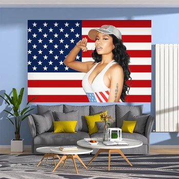 Hudba Speváčky Gobelín Nicki Minaj Americkú Vlajku Usa Vytlačené Stene Visí Koberce Umenia, Estetické Spálne Alebo Domov Pre Dekorácie