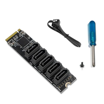 M. 2 NGFF PCIE B-Key Sata, Aby SATA 3.0 5 Port Rozširujúca Karta 6Gbps Karty Adaptéra JMB585 Chipset M. 2 NVME Na SATA3.0
