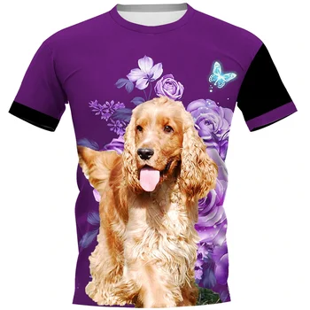 HX kokeršpaniela T-shirts Kvetinový Zvierat, Aby Život Celej 3D Grafické T Košele Bežné Hip Hop Tees Harajuku Ženy Topy