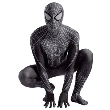 Marvel Superhrdina Black Spider-Man Zentai Jumpsuit s Oddeleným Maska Tesné Halloween Cosplay Kostým Lyrca Textílie 001