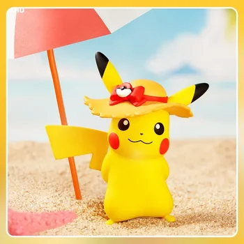 Pokémon Pikachu Letné Beach Štýl Konzervy Pokémon Animáciu Obrázok Bábika Model Narodeniny, Vianočné Darčeky pre Deti