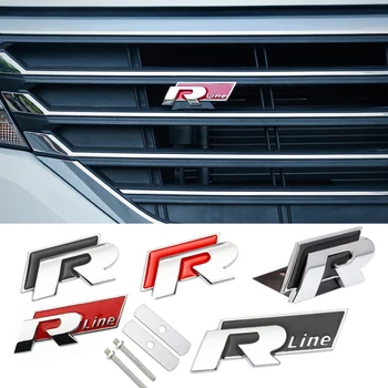 R-LINE Auto Prednej Mriežky batožinového priestoru 3D Kovové Odznak Samolepky Príslušenstvo Pre VW Polo T5 Golf Jetta Passat Magotan Touran Arteon GLAXAY CC