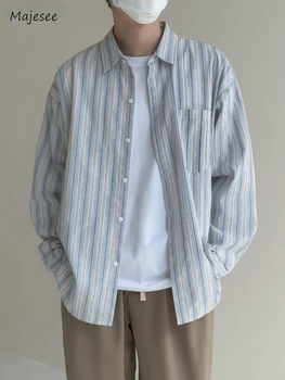Pruhované Tričká Mužov kórejský Štýl Harajuku Módne All-zápas Teenagerov High Street Obľúbené Oblečenie Letné Pekný Jednoduchý Denne
