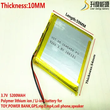 3,7 V 5200mAh 105459 Lithium Polymer Li-Po li ion Nabíjateľnú Batériu buniek Pre Mp3 MP4 MP5 GPS mobilné bluetooth