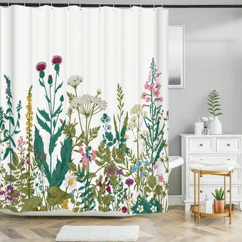 Kvet Kúpeľňa opony rastlín kvetinový vytlačené sprchový záves nepremokavé polyesterové tkaniny vaňa opony pre kúpeľňa domova