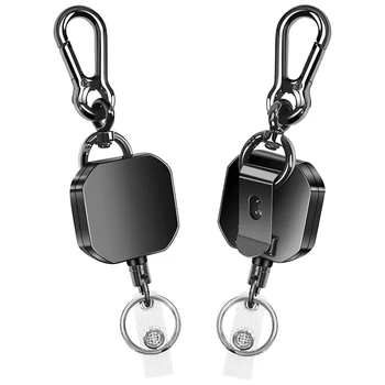 Keychain Ťažkých Kovov ID Odznak Držiteľ Tlačidlo Cievky Karabína Keychain S Opasok