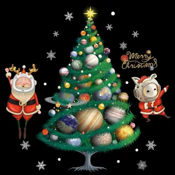 Vianočné Dekorácie Na Stenu, Samolepky Na Vianočný Stromček Stenu Obopína Obtlačky Vianočné Dekorácie, Nálepky Na Kaviareň Reštaurácia Living