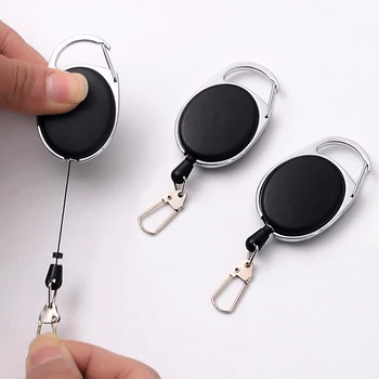 Zdvíhateľnej Potiahnite Odznak Cievky Tvorivé ABS Plast Keychain Prenosné Kľúča Držiteľa Black Odznak Držiteľ Office kancelárske potreby Dodávky Nové