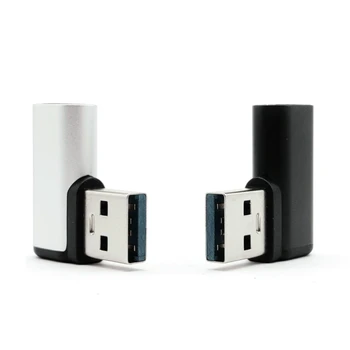 Black Silver 90 ° koleno USB 3.1 plnenie údajov adaptér Typu C, USB-C samíc 3.0 muž