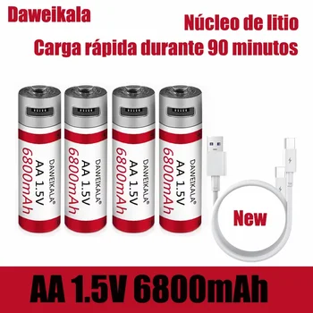 Daweikal nové AA nabíjateľné batérie veľkú kapacitu lítiová batéria AA 1,5 V 6800mah rýchle nabíjanie dodanie Kábel + doprava zadarmo