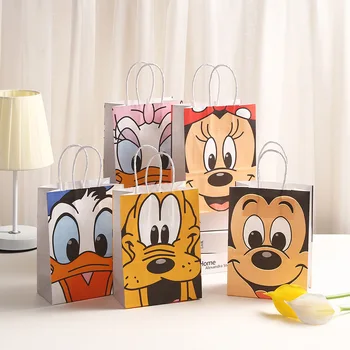 Disney Mickey Mouse Strany Darček Tašiek Donald Duck Liečbu Candy Darčekové Tašky s držadlom pre Deti Narodeniny Dodávky Strany Prospech Tašky