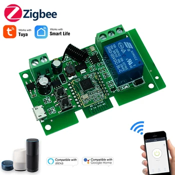 Zigbee Smart Switch Tuya Domácej Automatizácie Modul USB5V 12V 24V 7-32V 85-250V 110V 220V 10A 1CH Relé Istič Pracovať s Alexa