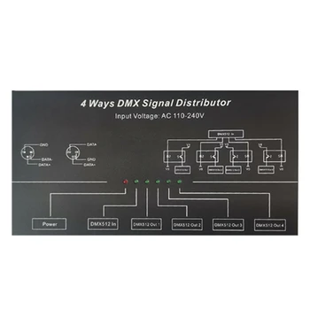 AC100V-240V Príkon DMX512 1 Až 4 Rozbočovač Signálu Repeater Splitter 4 XLR-3 Výstup Distribútor Zosilňovač Plug EÚ