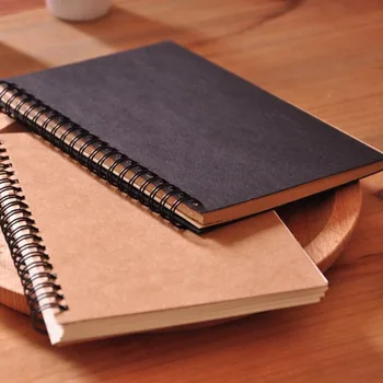 50 Listov Kraft Papier Materiálu, Dvojité Cievka Krúžok Špirála Notebook Sketchbook Denník pre Kreslenie, Maľovanie na Papier poznámkový blok Školy