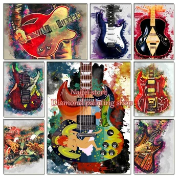 Kultový Gitary DIY Diamond Maľovanie na Hudobný Nástroj Abstraktné Cross Stitch Auta Plný Vrták Výšivky Diamond Mozaiky Art Decor
