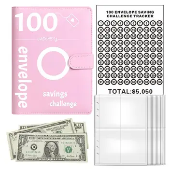 100 Deň Úspory Výzvou Binder Peniaze Organizátor Za Peniaze V Hotovosti, Obálky, Fólie A Nálepky Jednoduché A Zábavné 100 Obálky