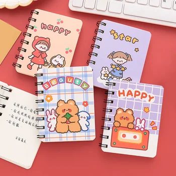 Cartoon Mini Pocket Špirála Notebook Prázdny/Linajkované Poznámka: Kniha 4.13x3.15 Palcový Memo poznámkový blok pre Predškolský Materskej Deti