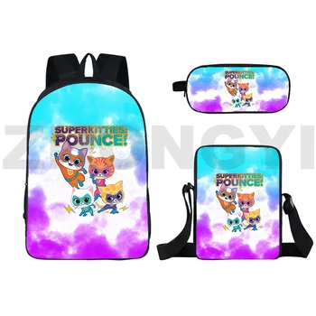 16-Palcové SuperKitties Batoh Softback Zips Cartoon Bookbag 3D Anime Módne Bežné Školské tašky Veľké Bagpack Cestovné pre Dievča