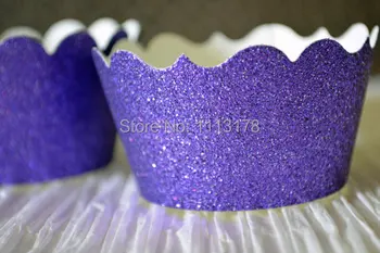 slivkový fialová Lesk rose farebné Cupcake Obaly pre Narodeninové, svadobné dieťa Sprchovacím kútom a Dovolenku strany tortu držiteľov