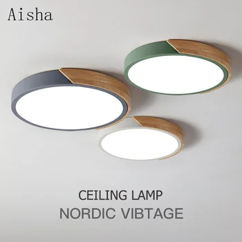 LED Stropné Svietidlá Moderného Nordic Kolo Lampa Drevených Domov, Obývacia Izba, Spálňa Lesk Svietidlo Namontované Svetelné Zariadenia na Diaľkové Ovládanie