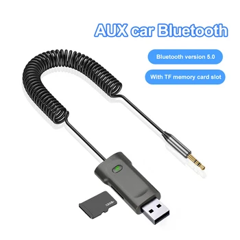 3,5 mm Audio Port Bluetooth 5.0 Prijímač Vysielač Dongle Adaptér 2 v 1, USB Auto Aux Audio Kábel pre MP3 Hudby, FM Rádio, Reproduktor