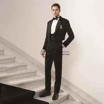 Módne pánske Oblek Vrchol Klope 2 Dielna Sada Formálne Business Sako Slim Fit Svadby Ženích Smoking trajes elegante para hombres